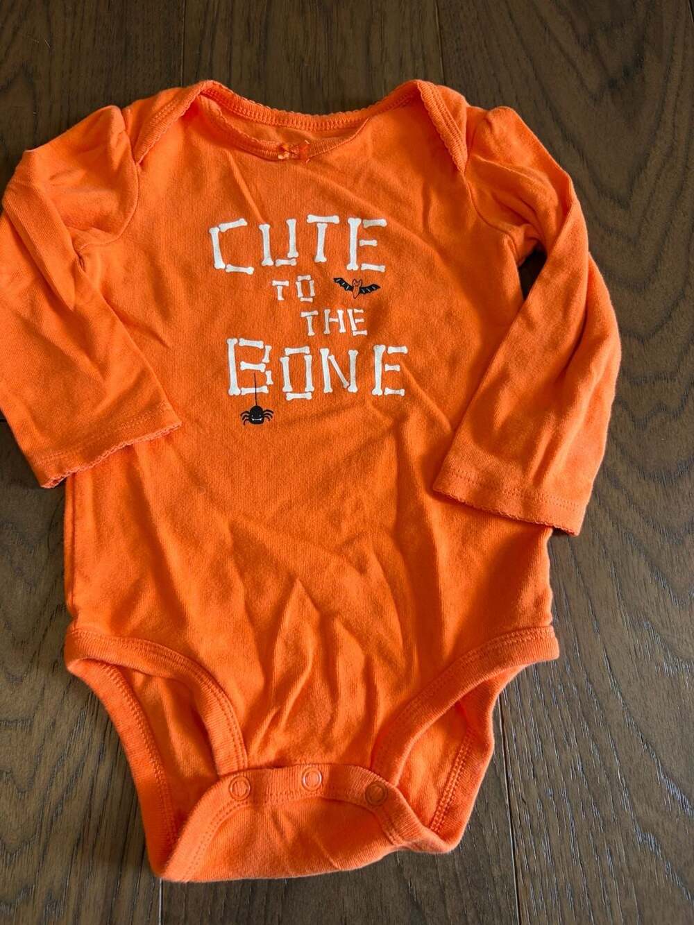 Carters Cute to the Bone Bodysuit Size 12M Orange Long Sleeve Halloween